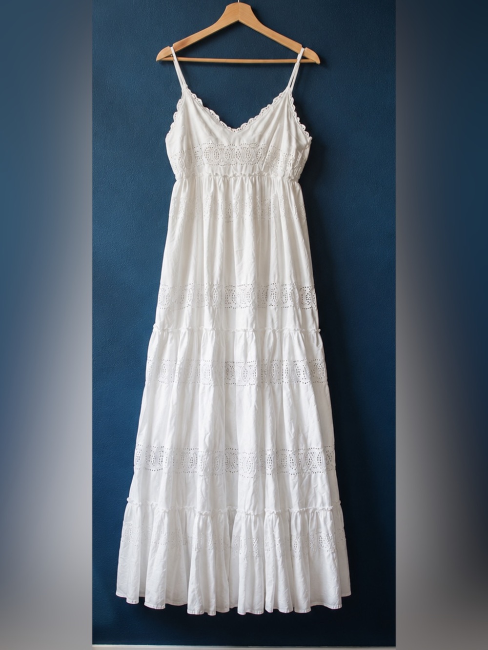 White Eyelet Lace Tiered Maxi Dress • S •Coastal Boho Western • Jessica Simpson - Picture 2 of 5